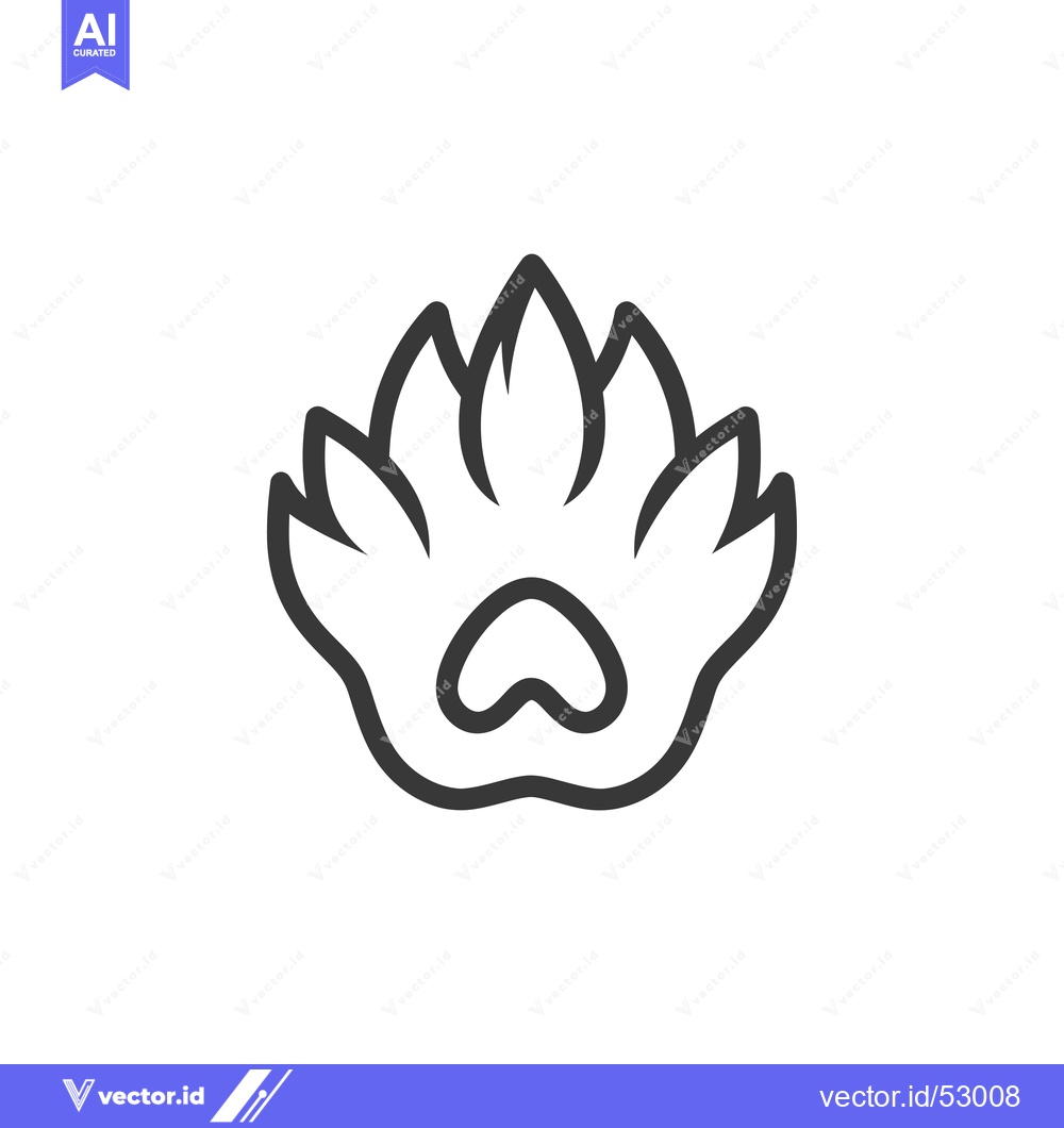 Premium Vector dari Line art illustration of an animal paw print with flames