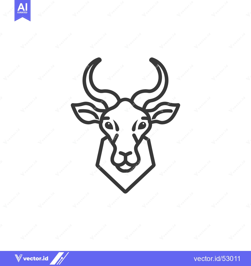 Premium Vector of Line art illustration of an antelope head with horns