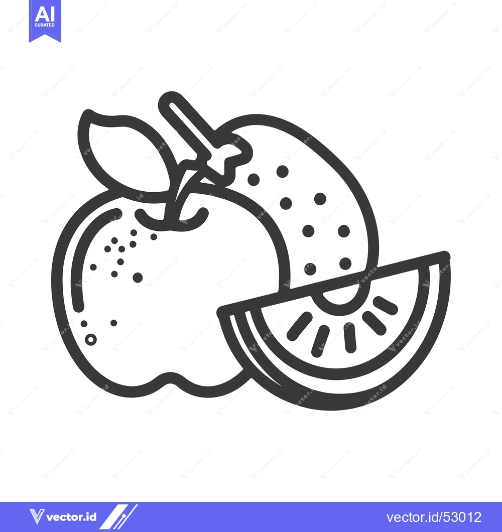 Premium Vector dari Line Art Illustration of an Apple, a Kiwi, and a Watermelon Slice