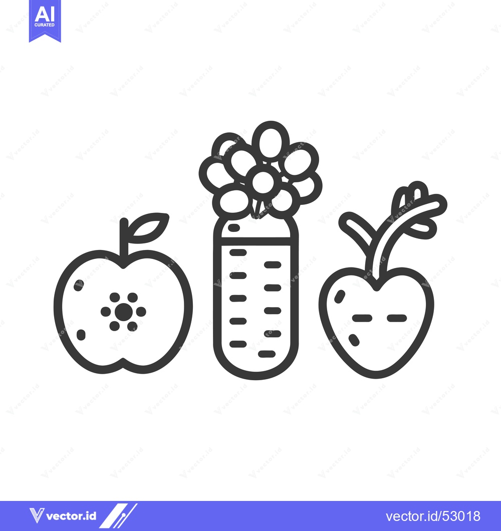 Premium Vector dari Line Art Illustration of an Apple, Carrot, and Heart-Shaped Fruit