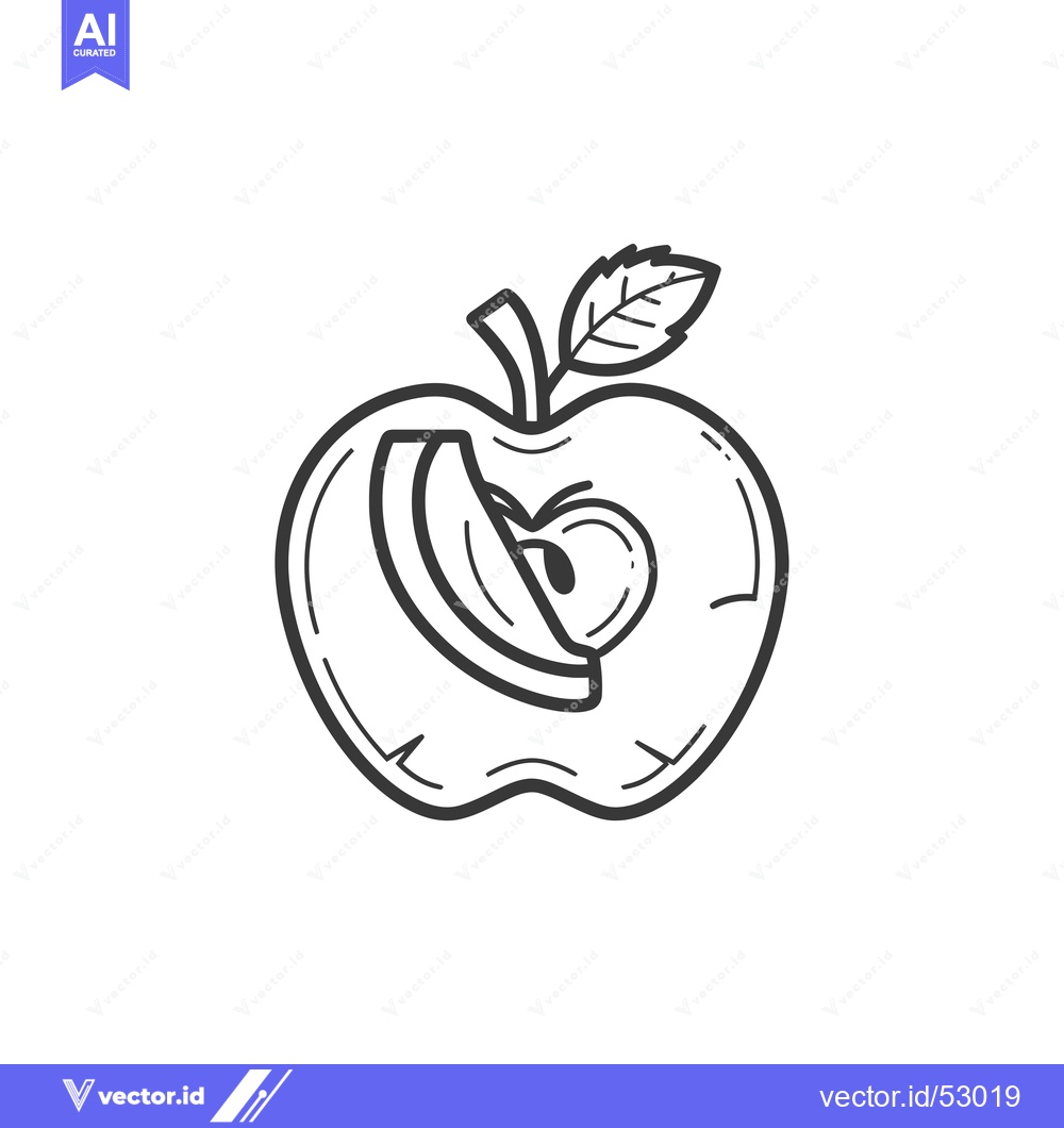 Premium Vector dari Line Art Illustration of an Apple Cut in Half