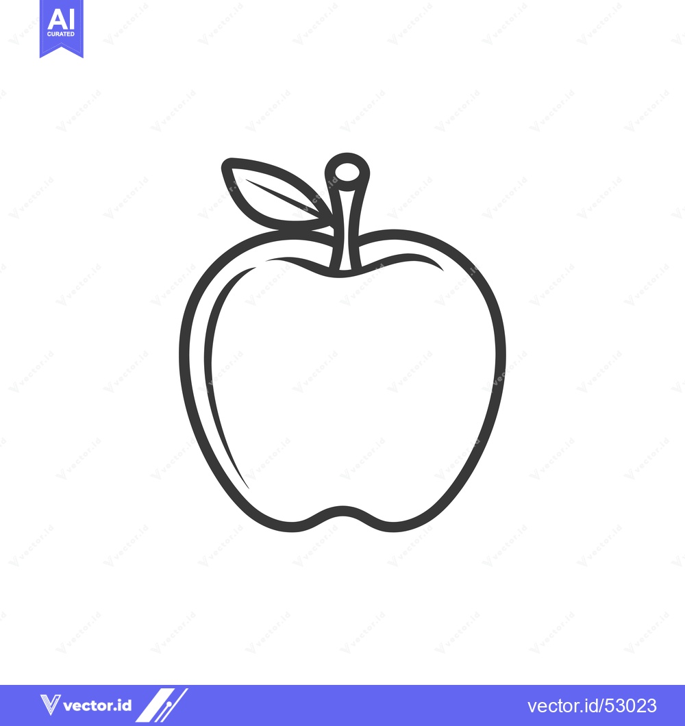 Premium Vector dari Line Art Illustration of an Apple with a Leaf