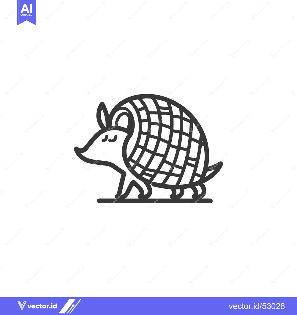 Premium Vector of Line Art Illustration of an Armadillo