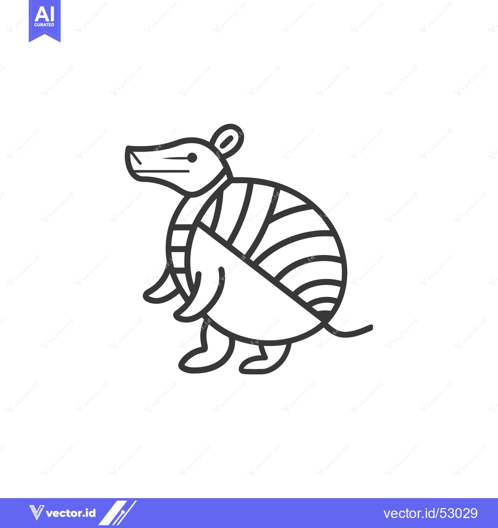 Premium Vector of Line Art Illustration of an Armadillo