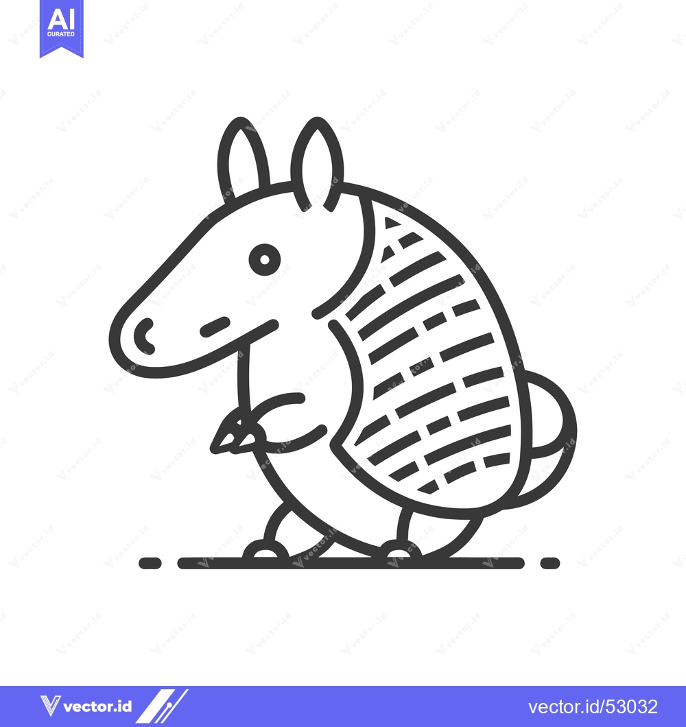 Premium Vector of Line Art Illustration of an Armadillo