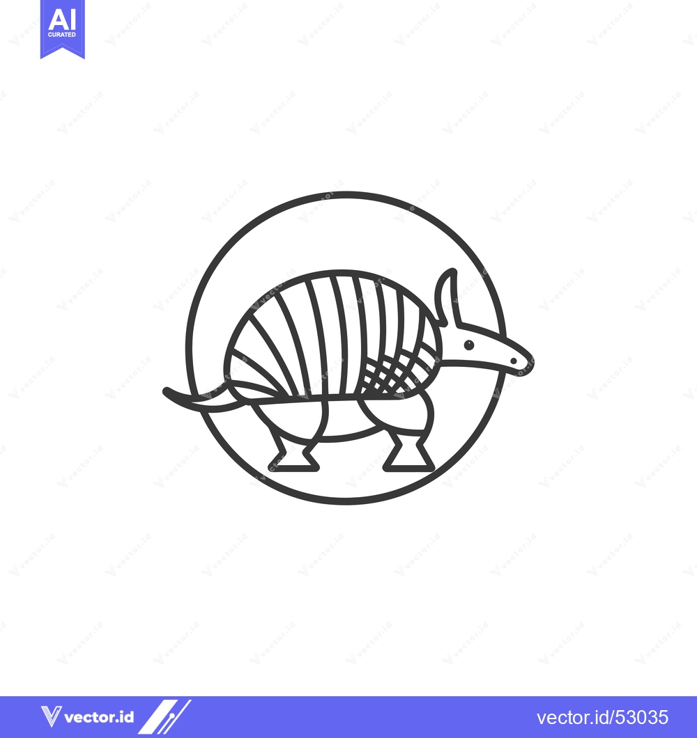 Premium Vector of Line Art Illustration of an Armadillo in a Circle