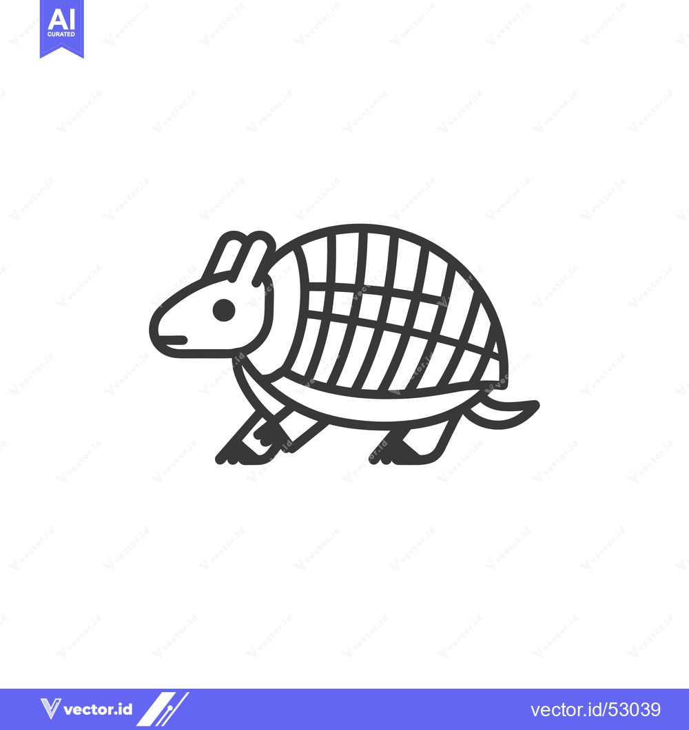 Premium Vector of Line Art Illustration of an Armadillo Walking