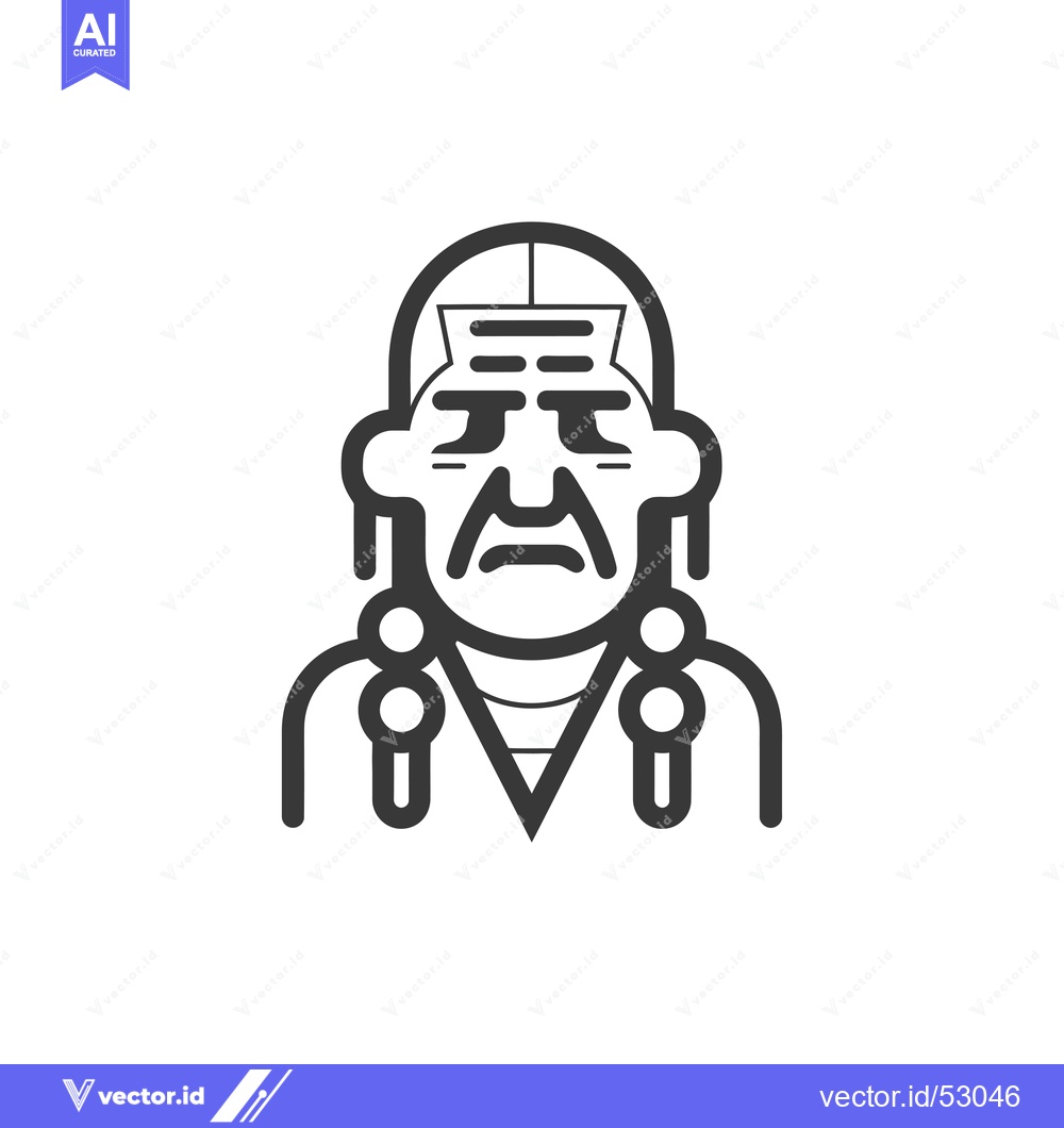 Premium Vector dari Line Art Illustration of a Native American Man