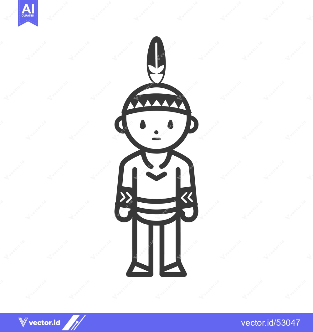 Premium Vector dari Line Art Illustration of a Native American Man