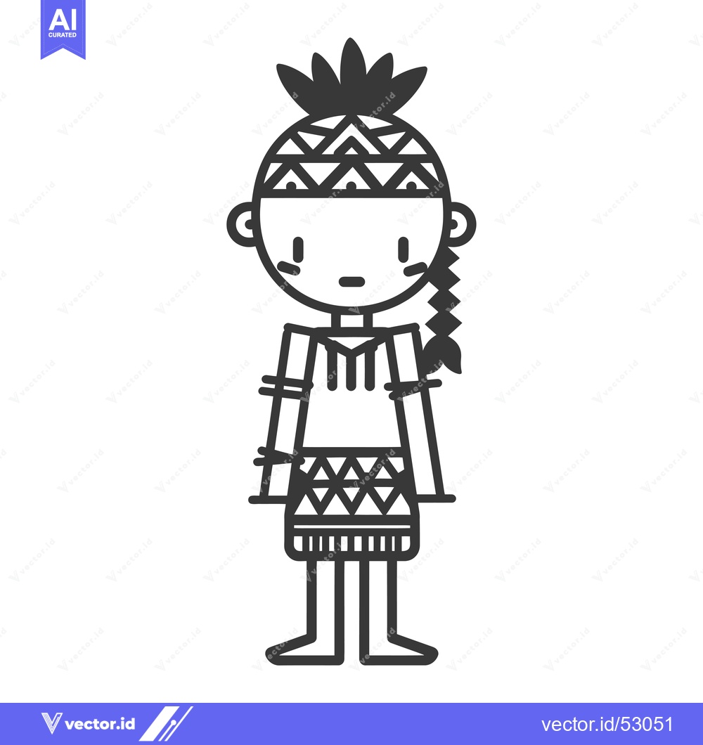 Premium Vector dari Line Art Illustration of a Native American Person