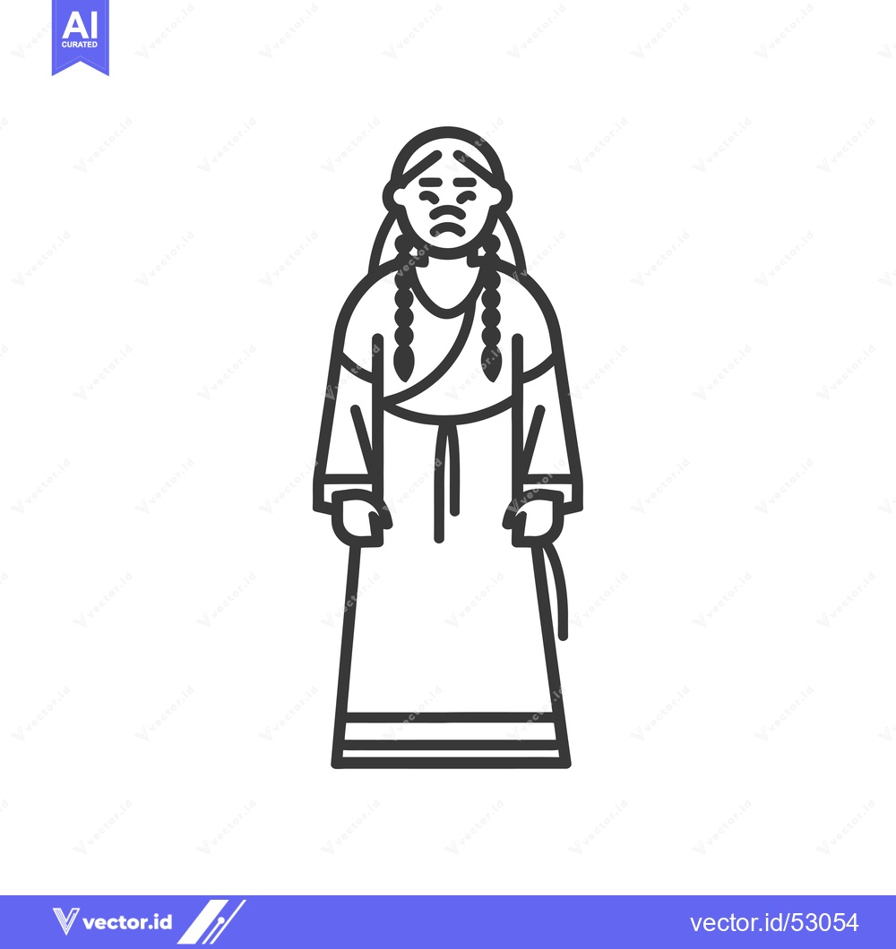 Premium Vector dari Line Art Illustration of a Native American Woman