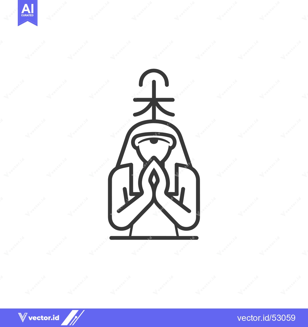 Premium Vector of Line Art Illustration of an Egyptian God in a Praying Position