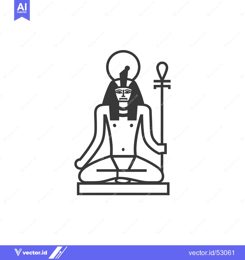 Premium Vector dari Line Art Illustration of an Egyptian God Sitting on a Throne