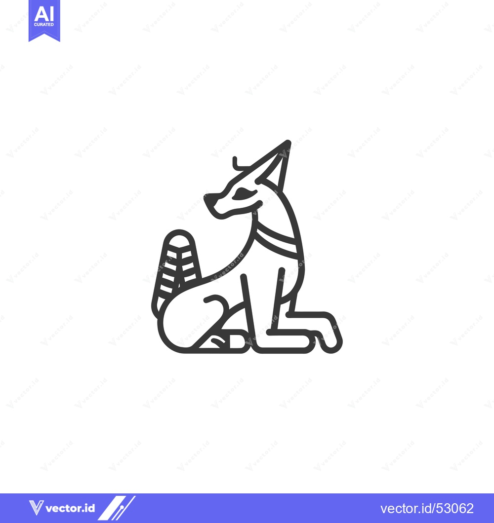 Premium Vector of Line Art Illustration of an Egyptian Jackal Deity