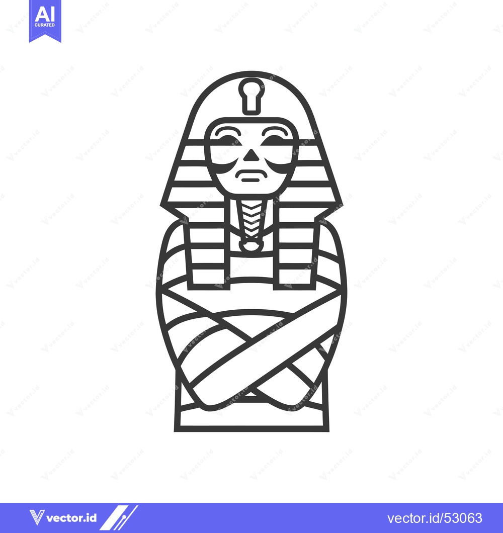 Premium Vector of Line Art Illustration of an Egyptian Mummy