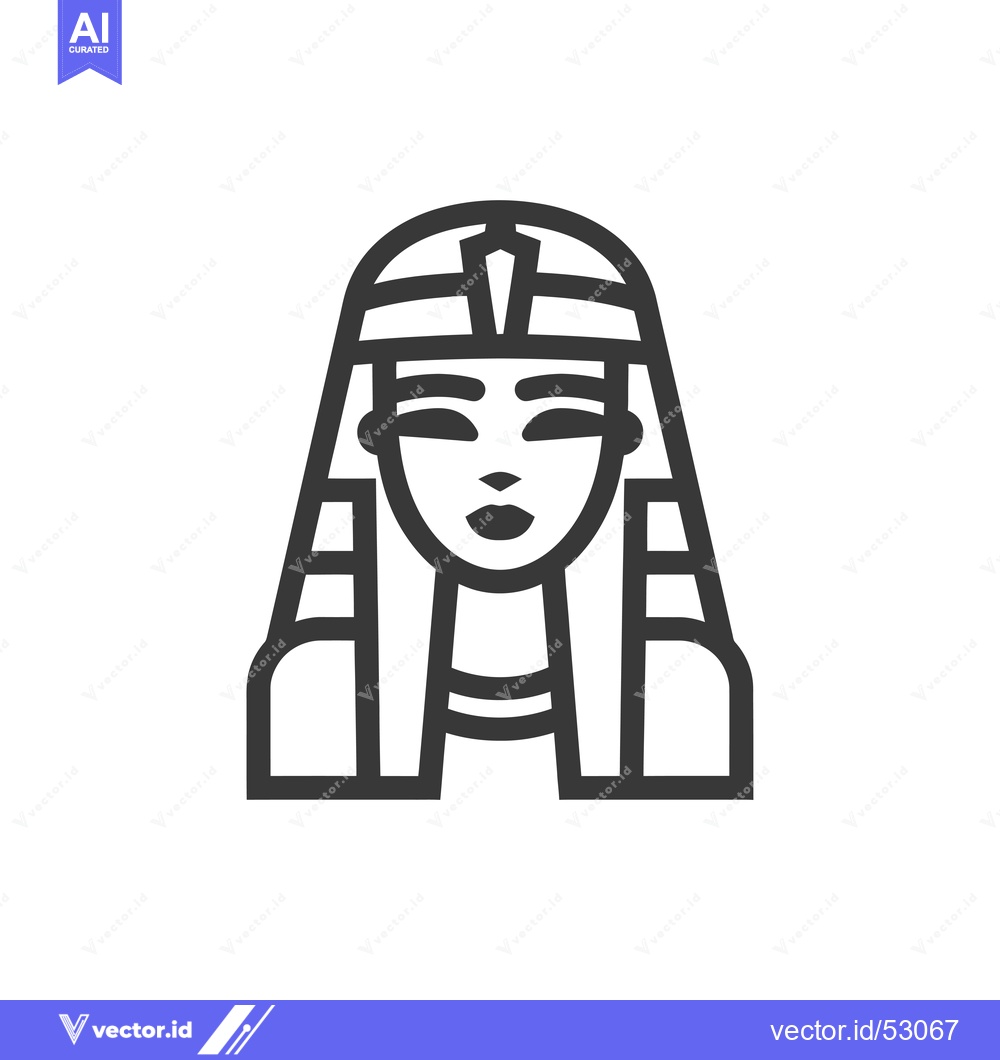 Premium Vector of Line Art Illustration of an Egyptian Pharaoh