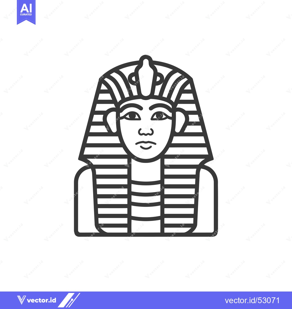 Premium Vector of Line Art Illustration of an Egyptian Pharaoh's Bust