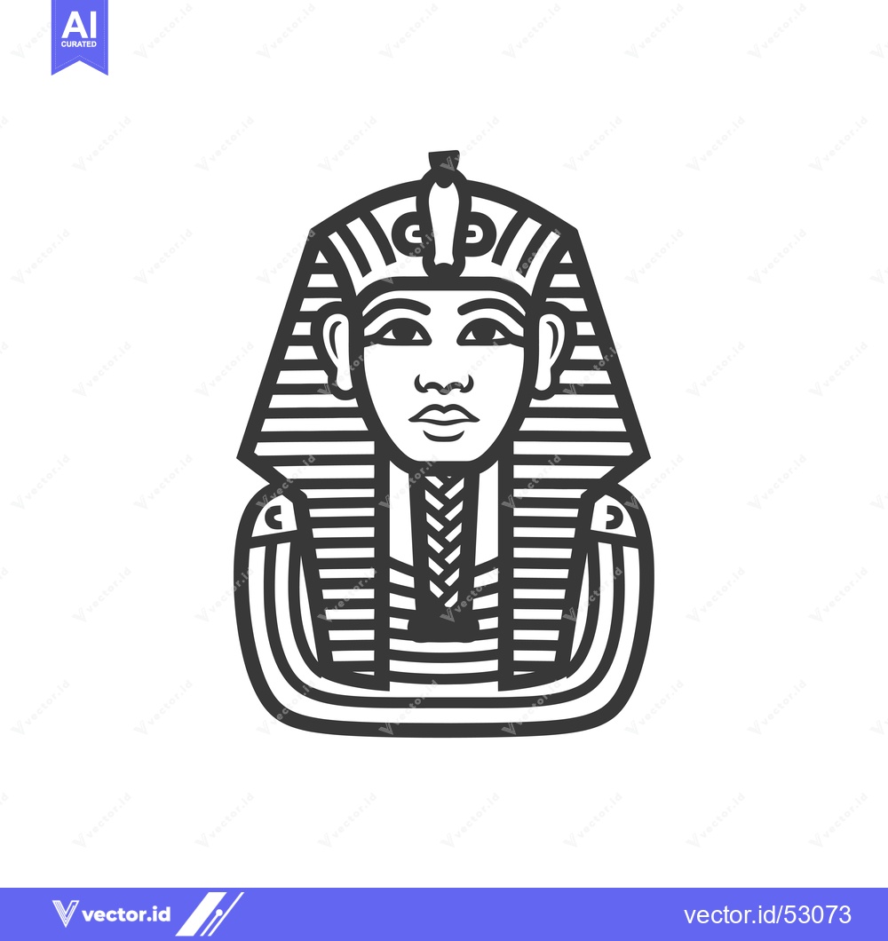 Premium Vector dari Line Art Illustration of an Egyptian Pharaoh's Bust