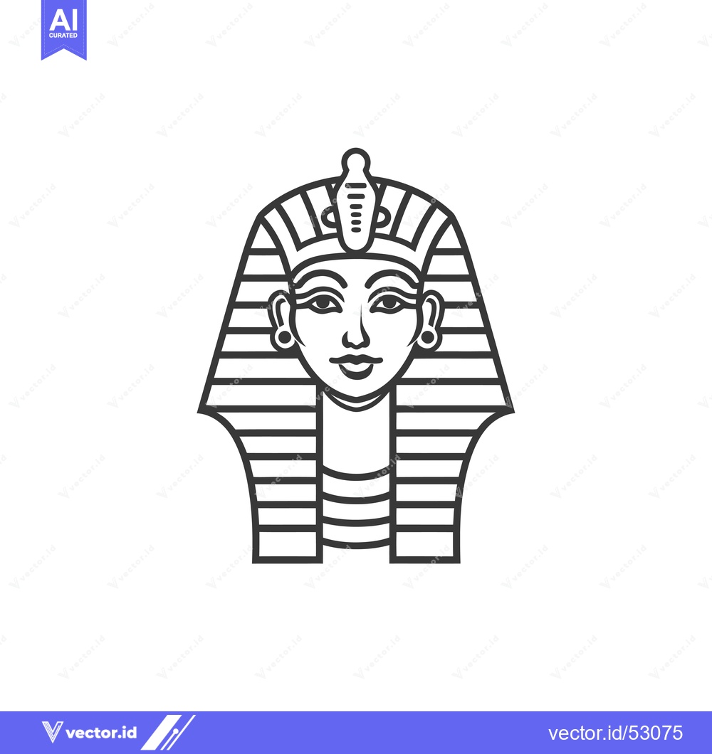 Premium Vector dari Line Art Illustration of an Egyptian Pharaoh's Head