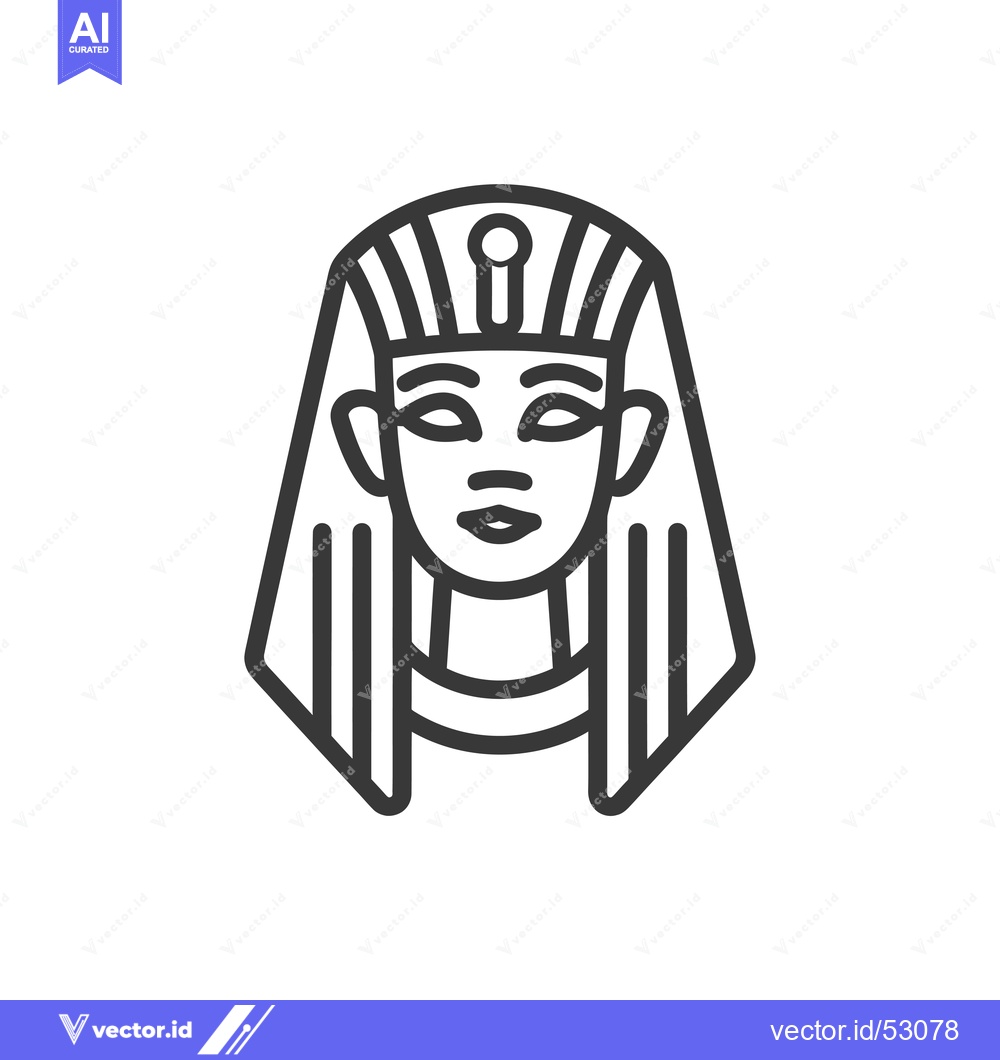 Premium Vector dari Line Art Illustration of an Egyptian Pharaoh's Head