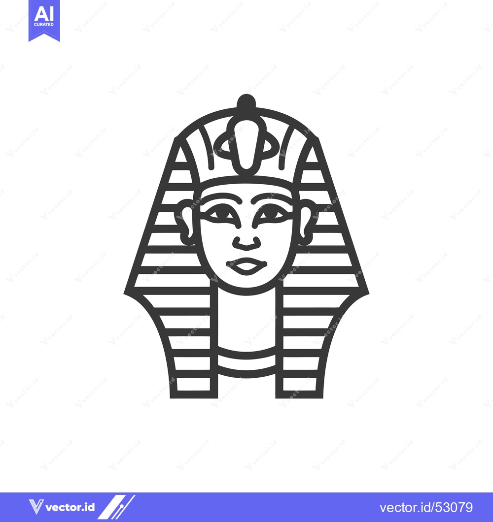 Premium Vector of Line Art Illustration of an Egyptian Pharaoh's Head