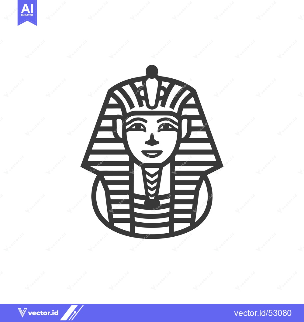 Premium Vector dari Line art illustration of an Egyptian pharaoh's head