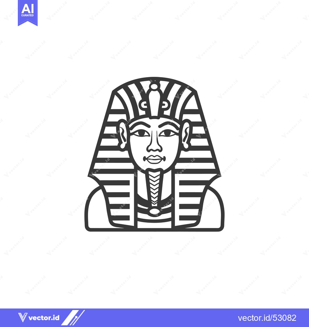 Premium Vector of Line Art Illustration of an Egyptian Pharaoh's Head