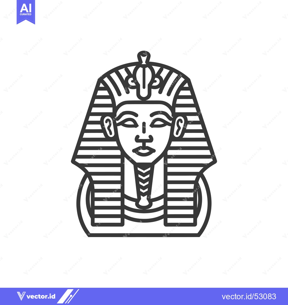 Premium Vector of Line art illustration of an Egyptian pharaoh's head