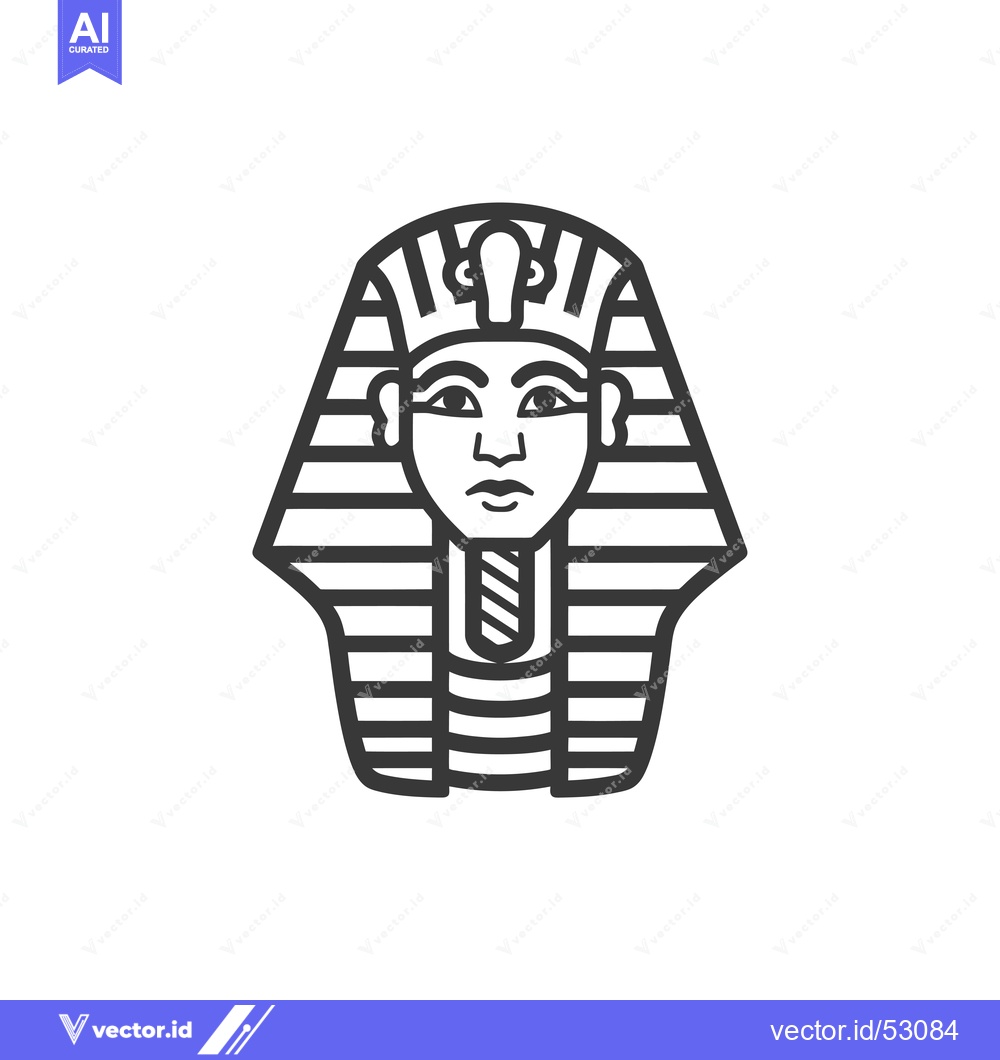 Premium Vector dari Line Art Illustration of an Egyptian Pharaoh's Head