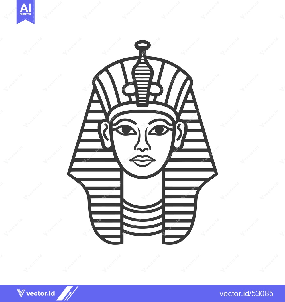Premium Vector dari Line Art Illustration of an Egyptian Pharaoh's Head with a Crown