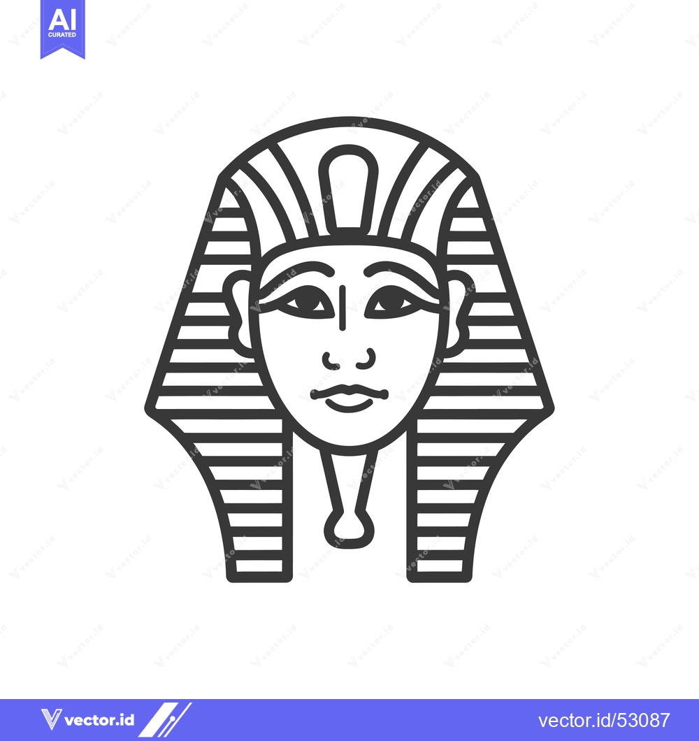 Premium Vector dari Line Art Illustration of an Egyptian Pharaoh's Mask