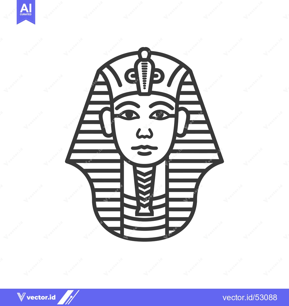 Premium Vector dari Line Art Illustration of an Egyptian Pharaoh's Mask