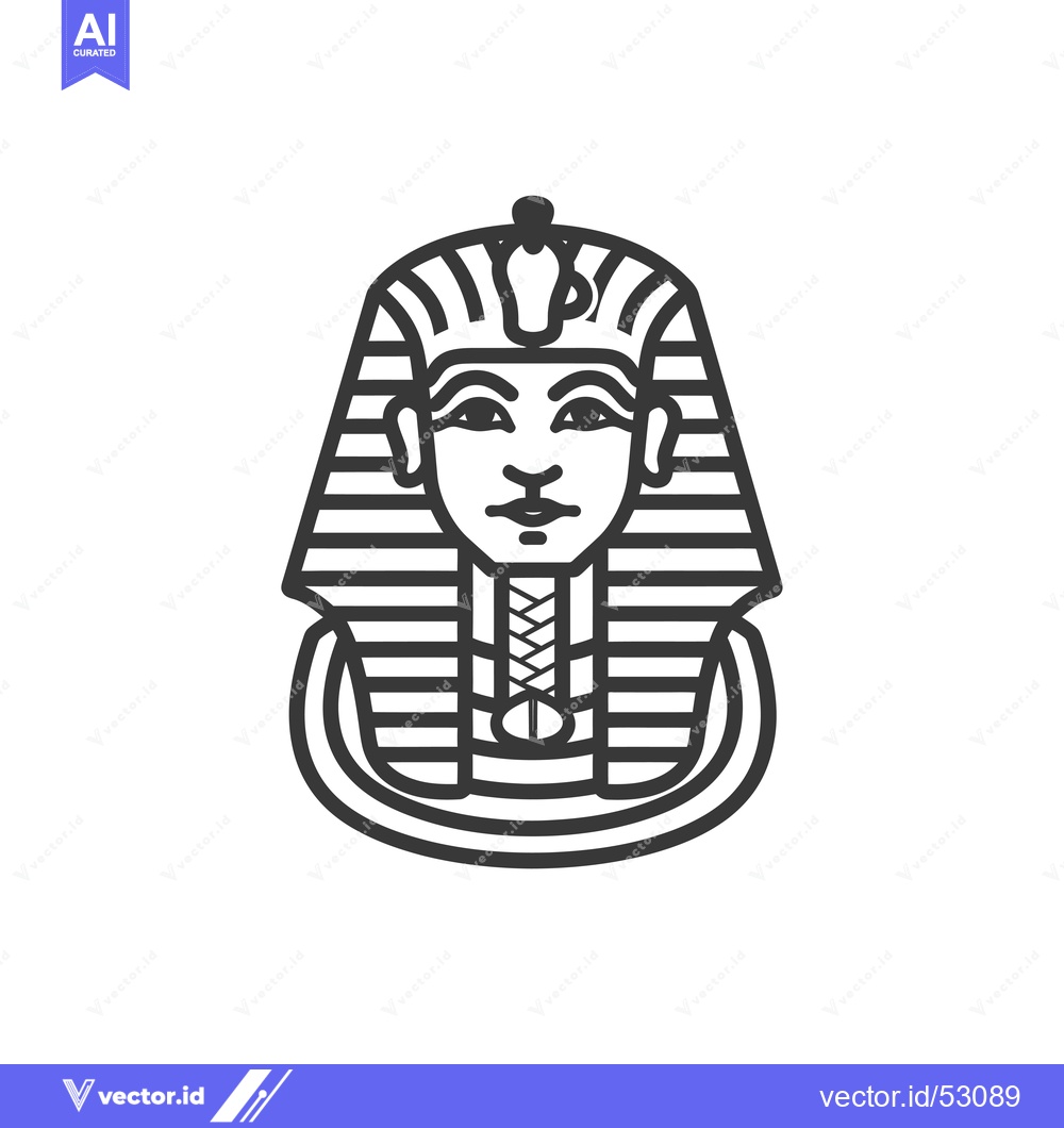 Premium Vector of Line Art Illustration of an Egyptian Pharaoh's Mask