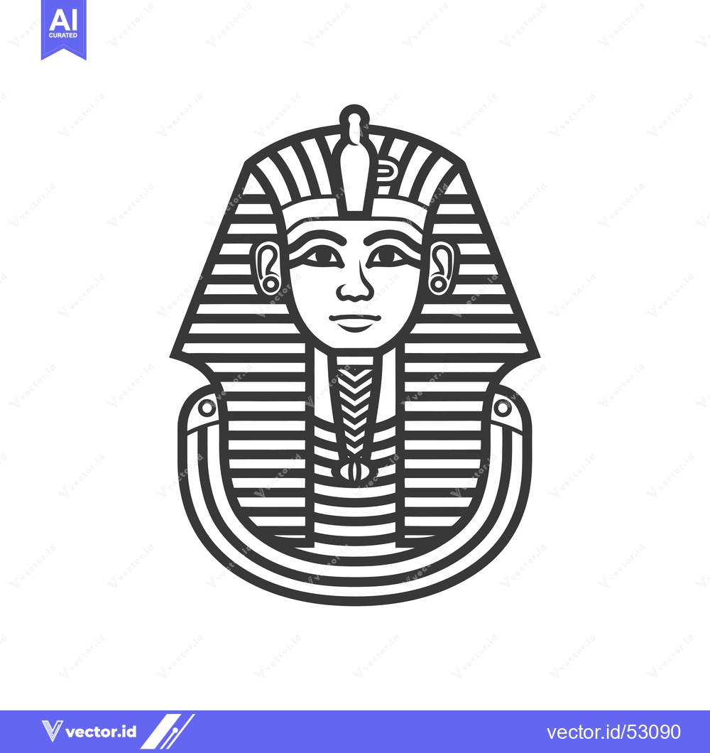 Premium Vector of Line Art Illustration of an Egyptian Pharaoh's Mask
