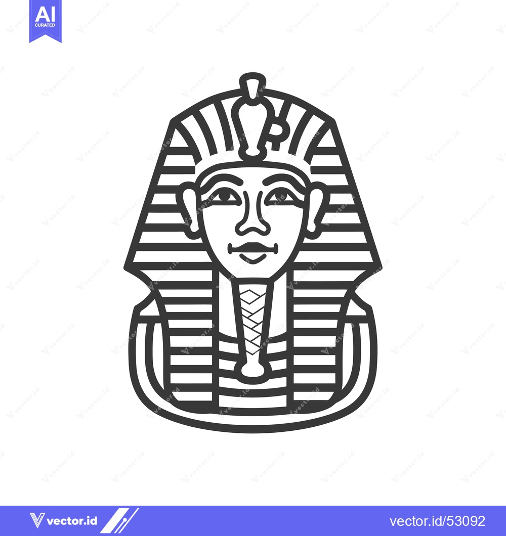 Premium Vector of Line Art Illustration of an Egyptian Pharaoh's Mask