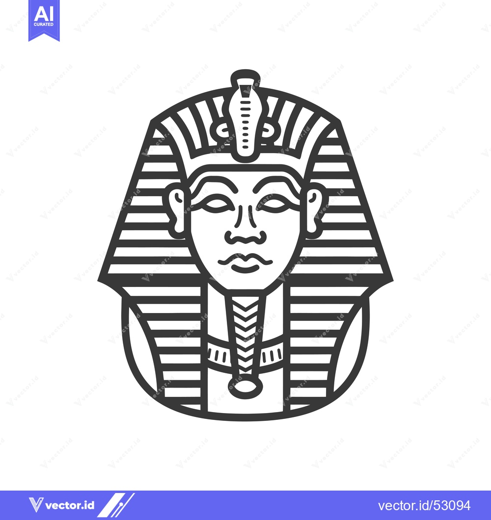 Premium Vector dari Line Art Illustration of an Egyptian Pharaoh's Mask