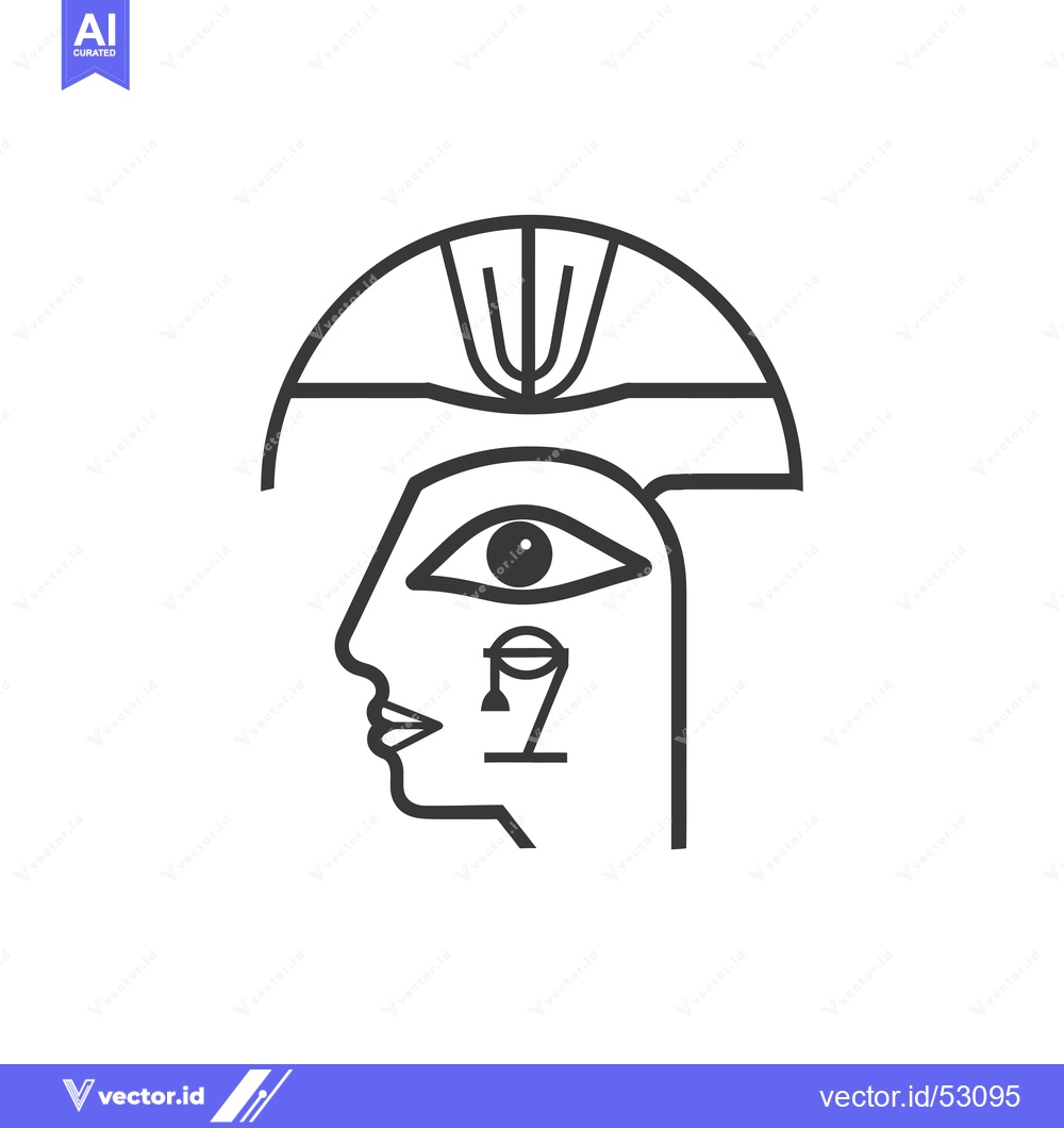 Premium Vector of Line Art Illustration of an Egyptian Pharaoh's Profile