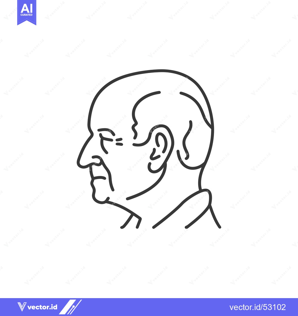 Premium Vector of Line art illustration of an elderly man's profile
