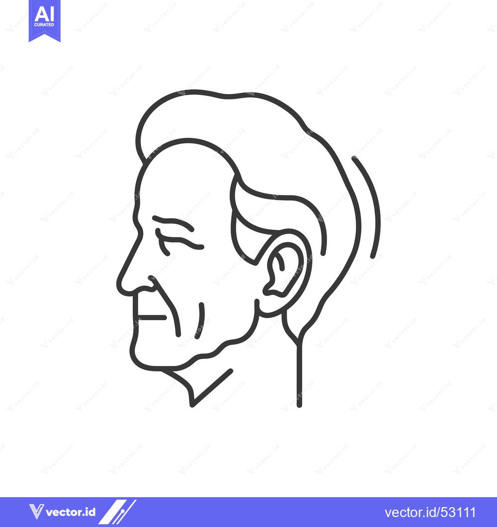 Premium Vector of Line Art Illustration of an Elderly Person's Profile with an Ear