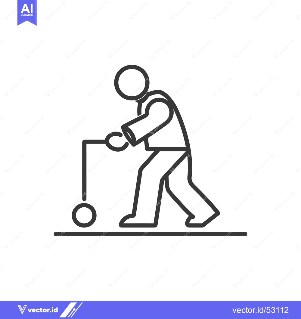Premium Vector of Line art illustration of an elderly person using a walker