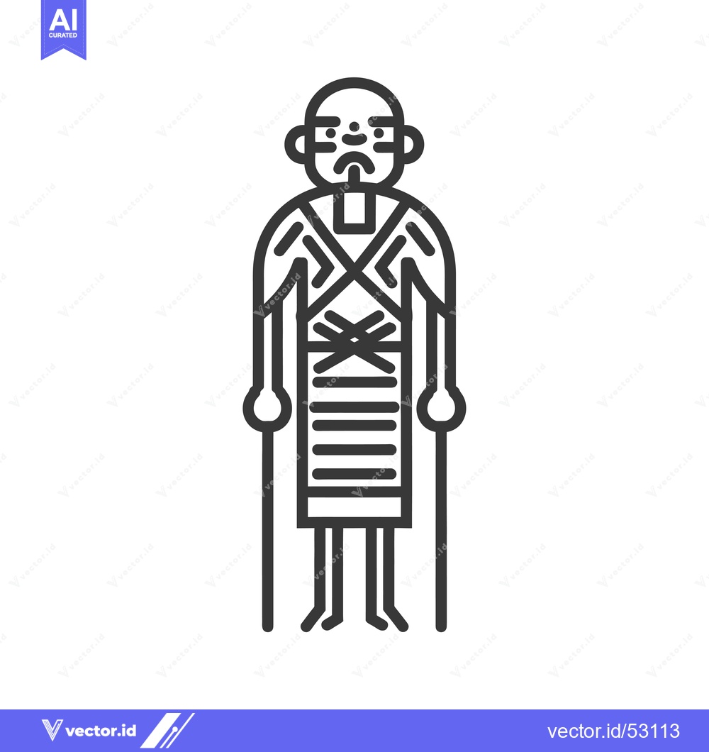Premium Vector dari Line Art Illustration of an Elderly Person with a Cane