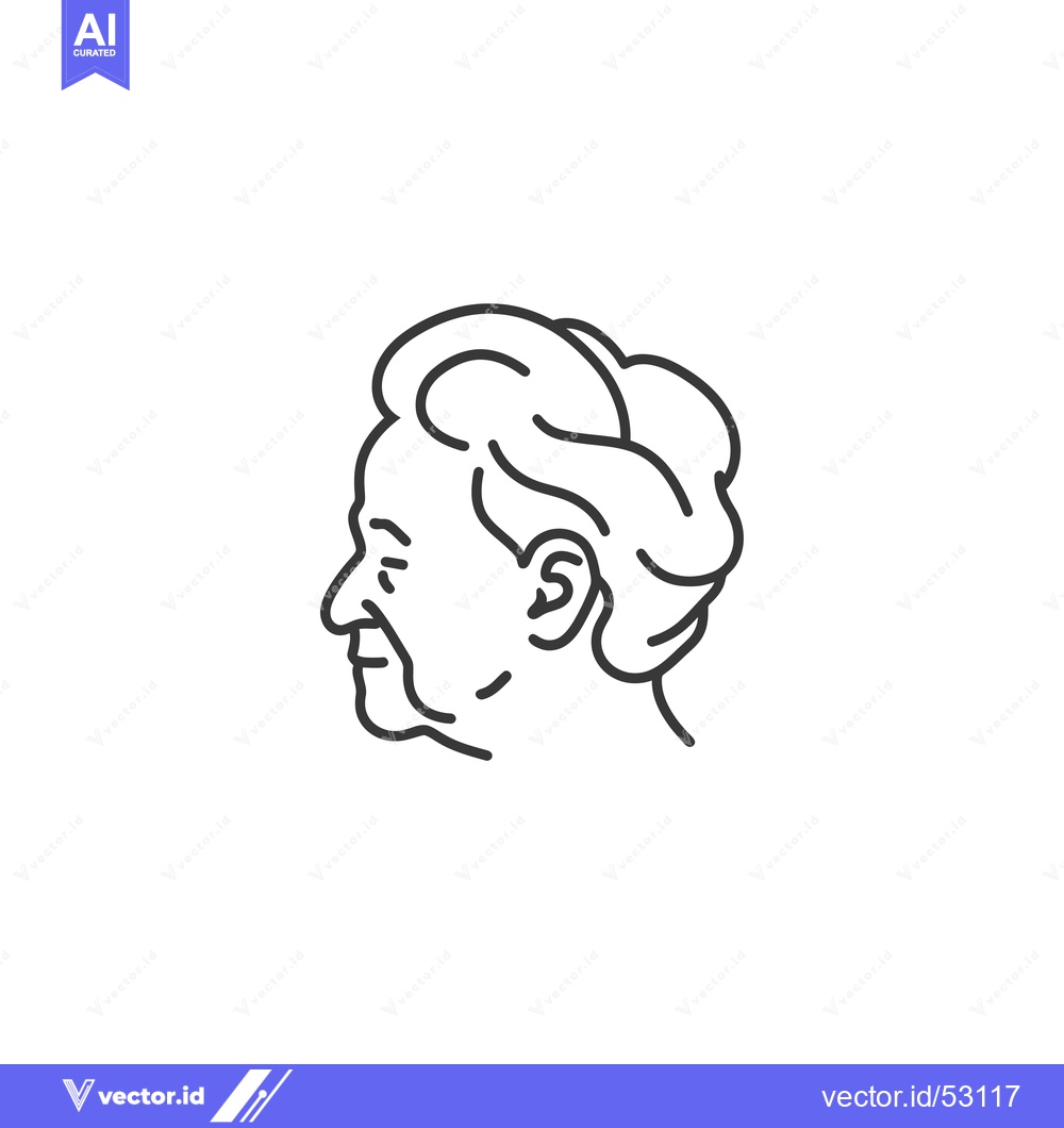 Premium Vector of Line Art Illustration of an Elderly Woman's Profile