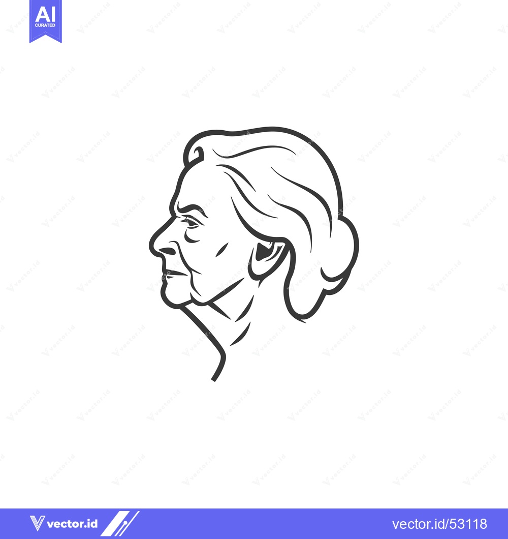 Premium Vector dari Line Art Illustration of an Elderly Woman's Profile