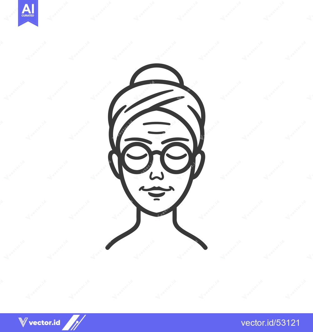 Premium Vector of Line Art Illustration of an Elderly Woman Wearing Glasses