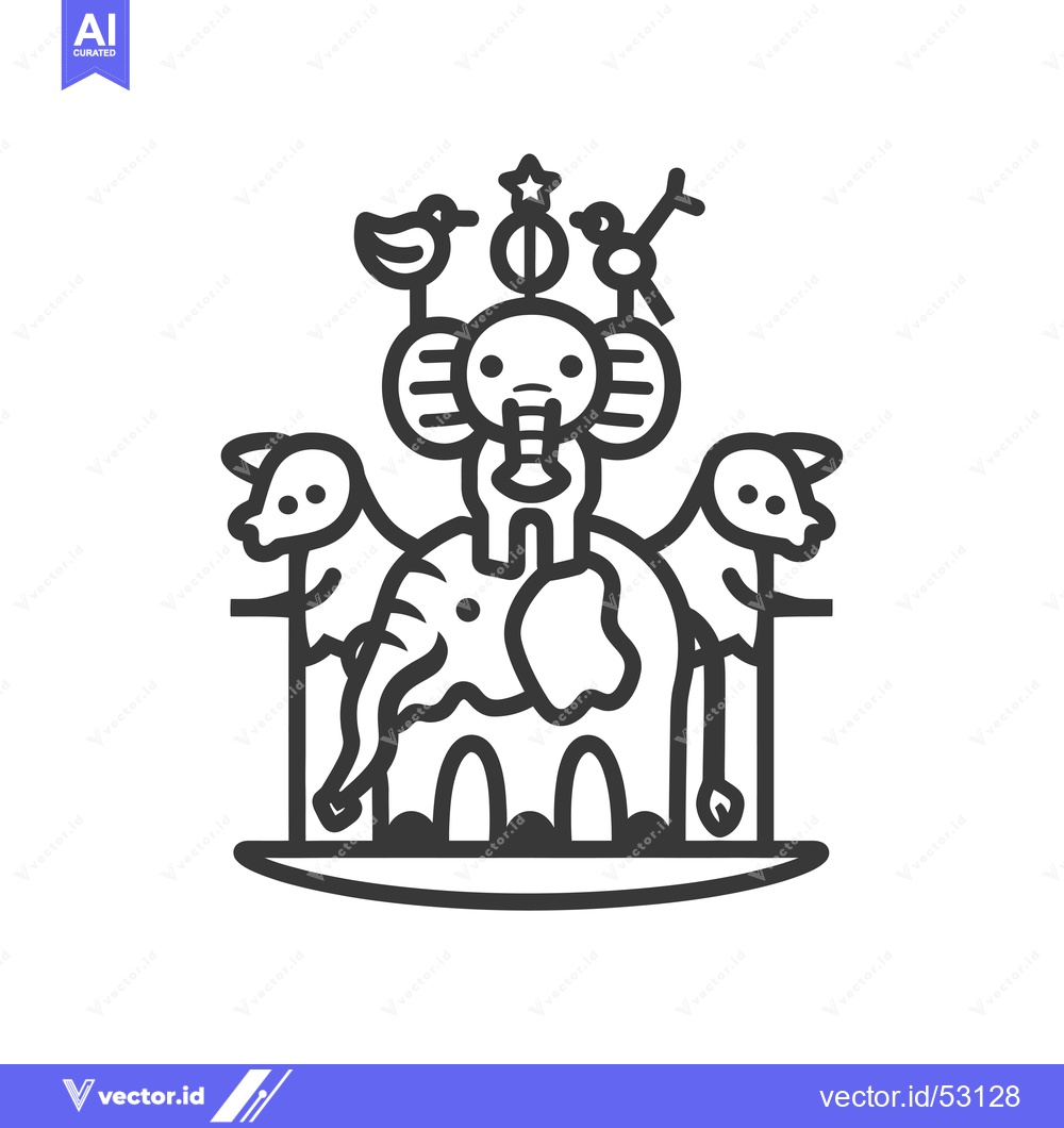 Premium Vector dari Line Art Illustration of an Elephant with Birds and a Star on its Head