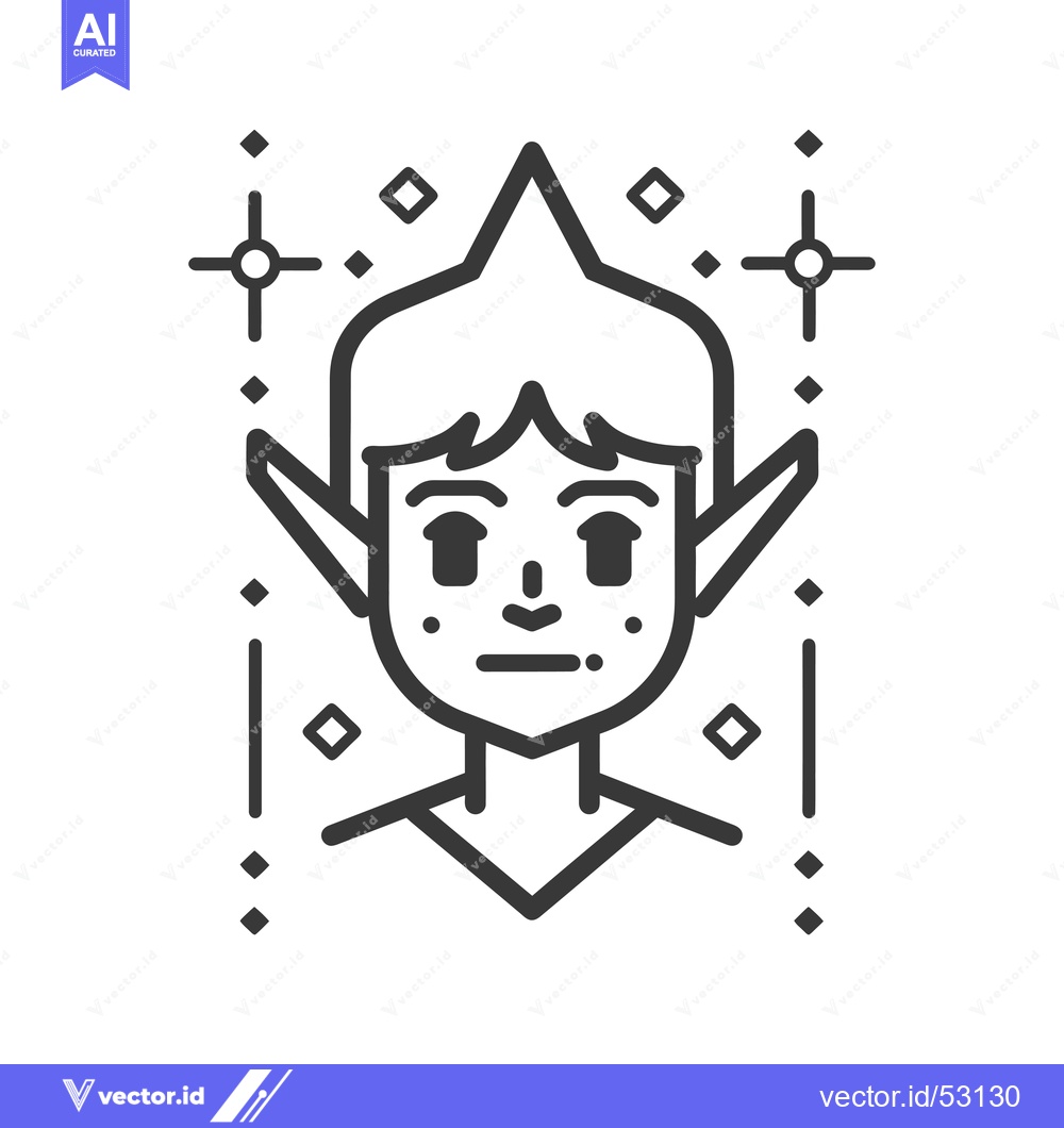 Premium Vector dari Line Art Illustration of an Elf with Pointed Ears