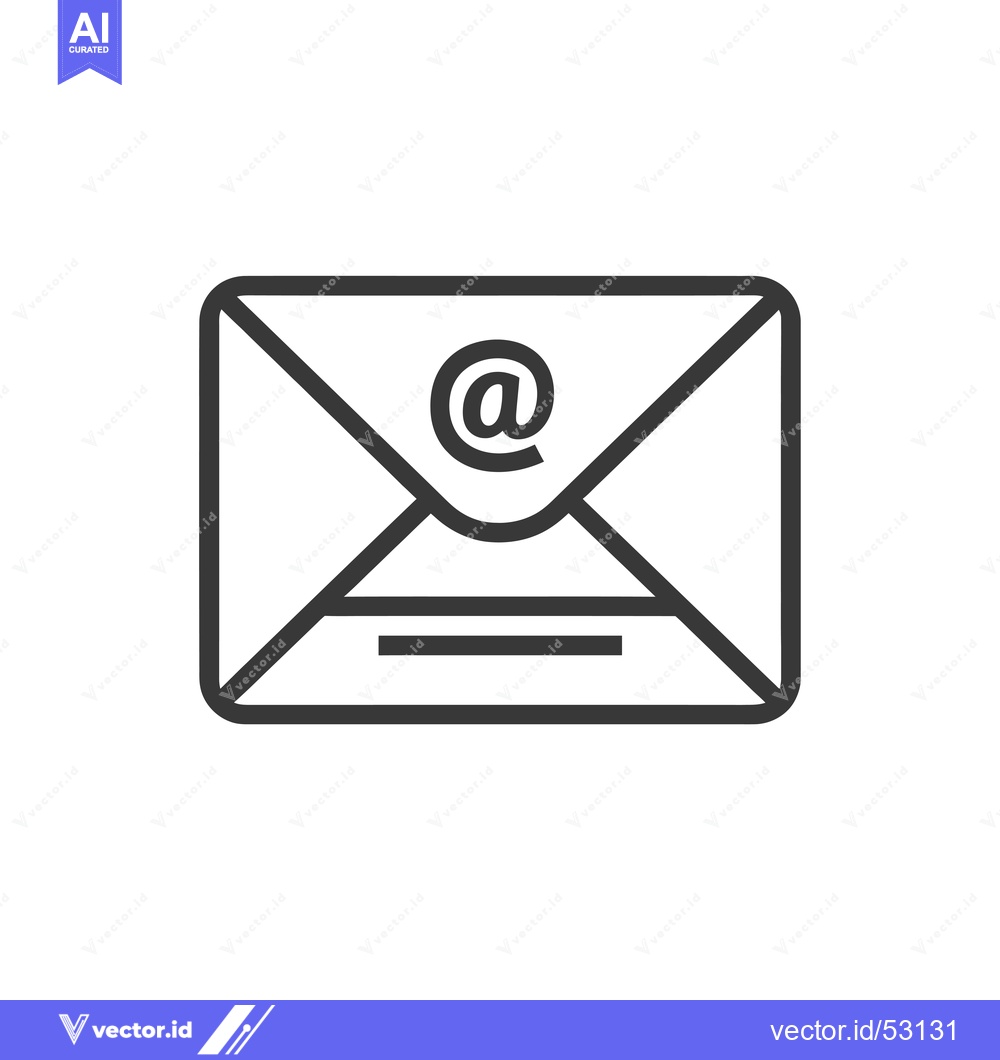 Premium Vector of Line Art Illustration of an Envelope with an At Symbol