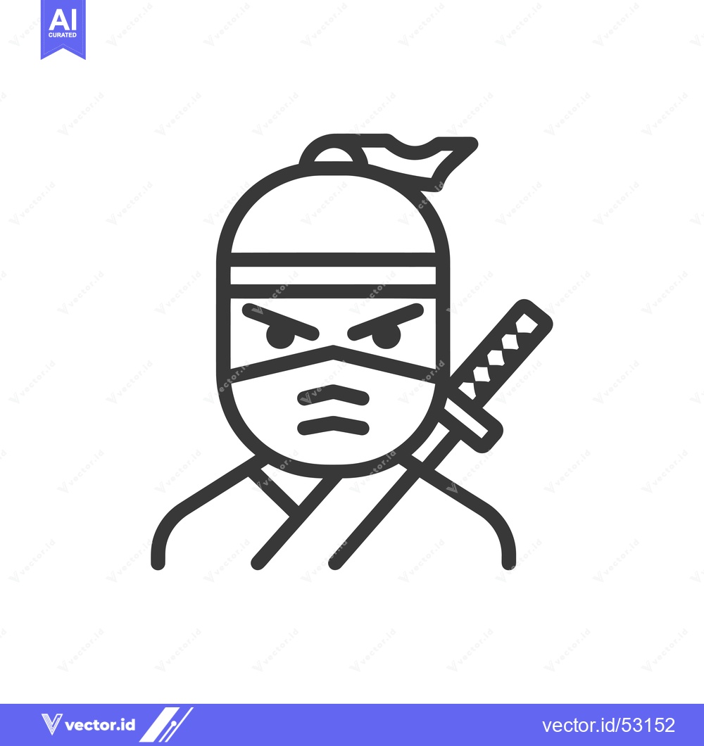 Premium Vector dari Line art illustration of a ninja with a sword
