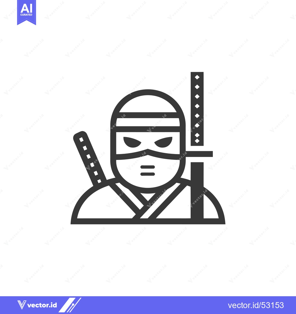 Premium Vector dari Line Art Illustration of a Ninja with a Sword