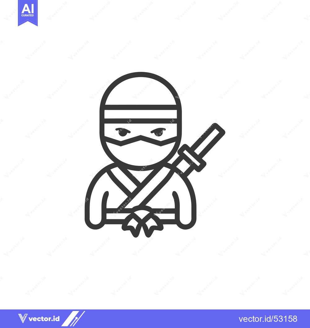 Premium Vector dari Line Art Illustration of a Ninja with a Sword